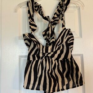 Zara Zebra Black and Tan Cross Back Tank Top size small